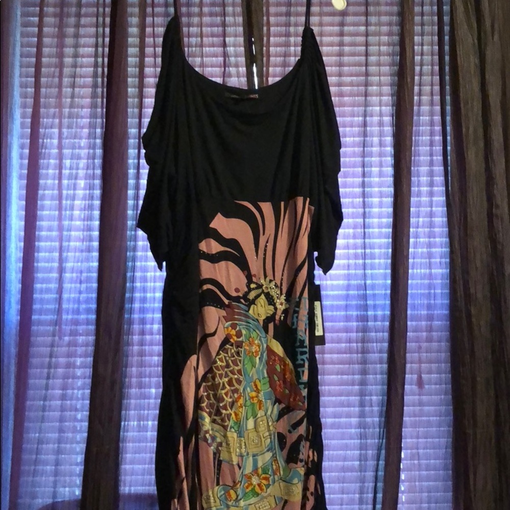 Black multi color dress